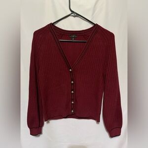 Talbots Women's Burgundy Ribbed Cardigan